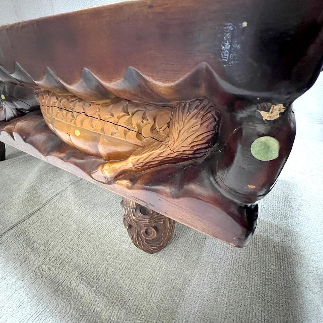 【希少】中国美術 干支 テーブル アンティーク 彫刻 木彫 ガラス天板 縁起物