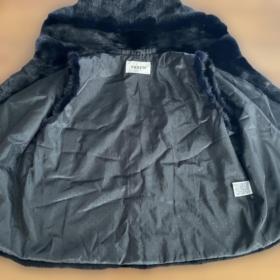 VIOLETA ブラックミンクベストLサイズ