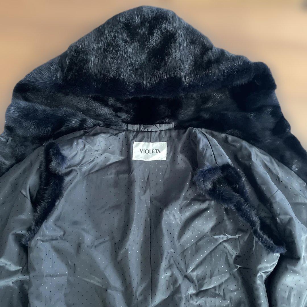 VIOLETA ブラックミンクベストLサイズ