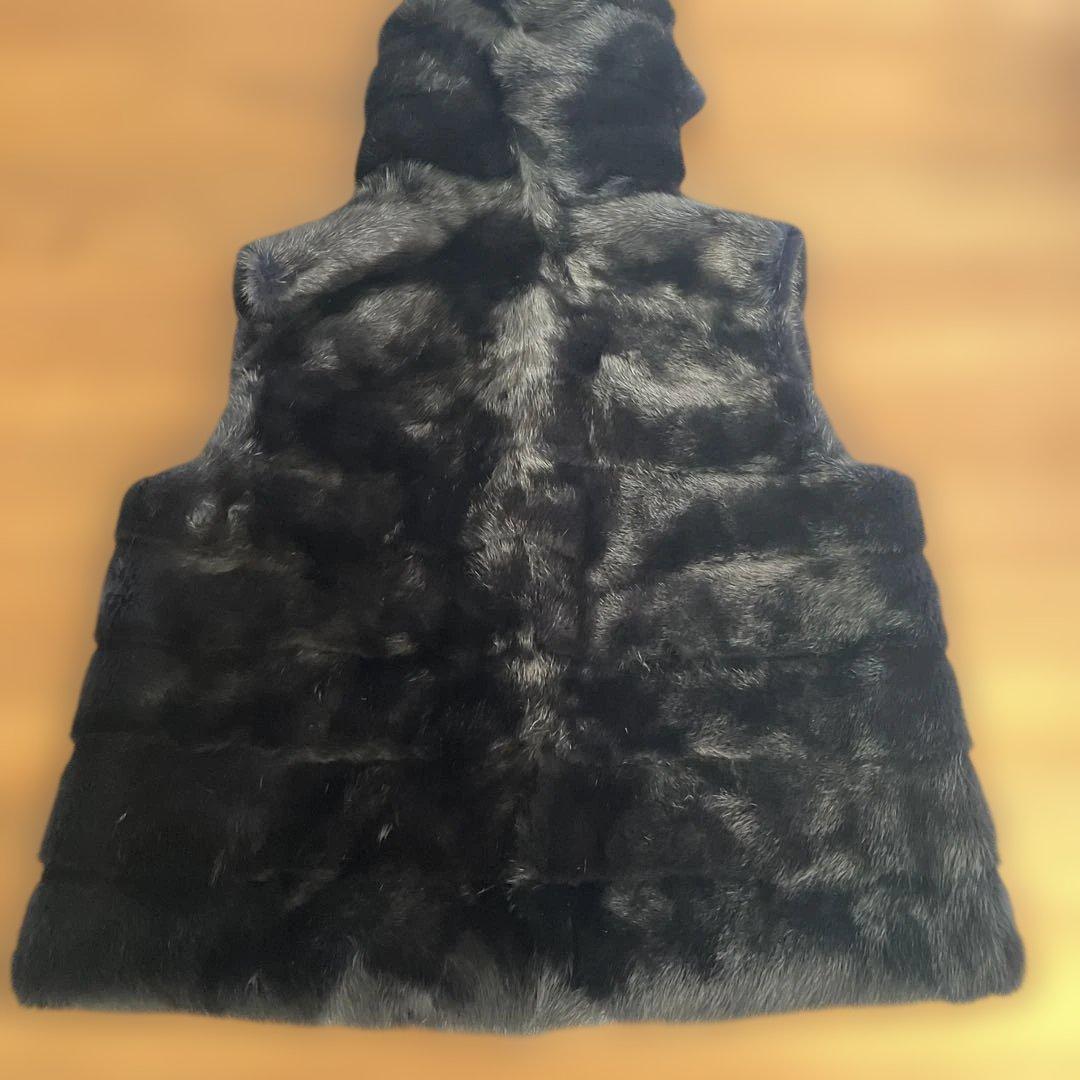 VIOLETA ブラックミンクベストLサイズ