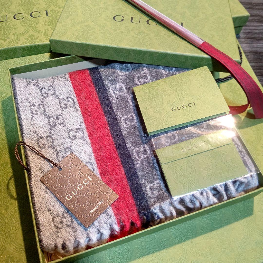 ❤新品箱袋付き❤GUCCI マフラーショール ストール❤カシミア❤赤