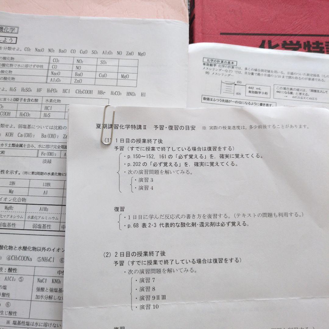 駿台2024前期後期夏期講習化学S化学特講無機化学計算問題景安プリント