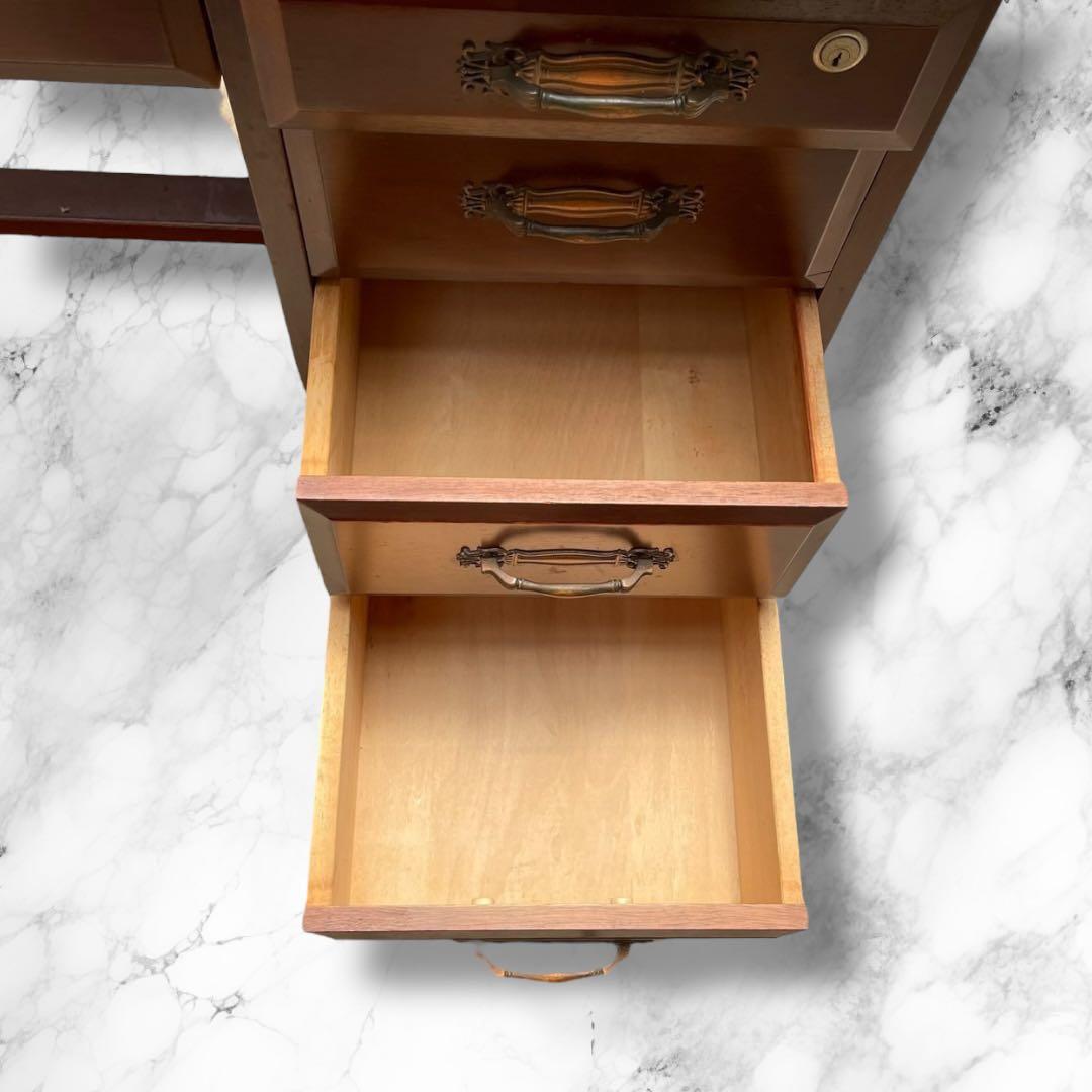 アンティーク調 デスク 幅約120cm 木製 引き出し付き 作業台 机 テーブル