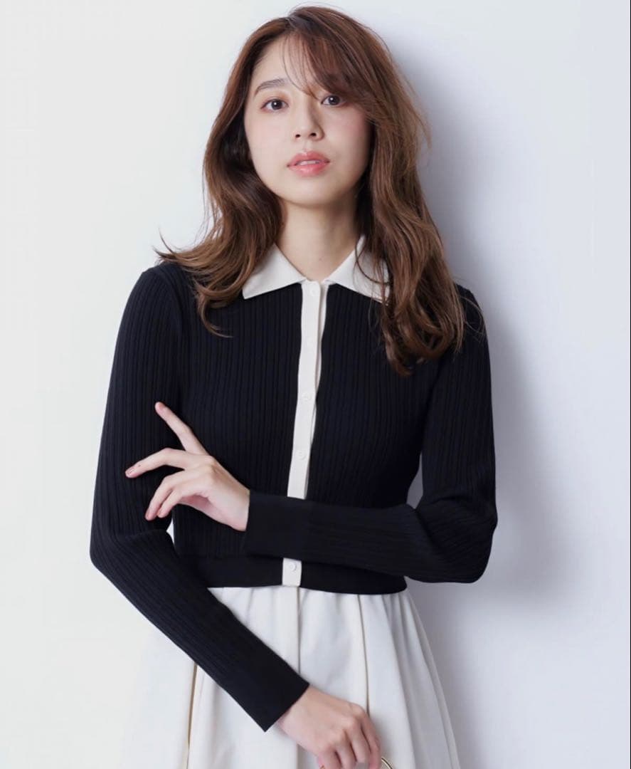 ジャスグリッティー　衿ニットドッキングワンピース