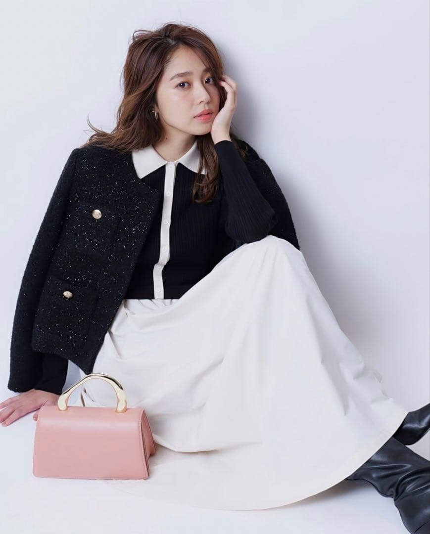 ジャスグリッティー　衿ニットドッキングワンピース