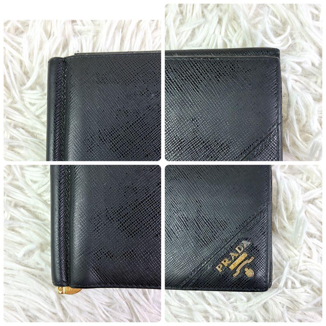 PRADA マネークリップ サフィアーノレザー 二つ折り カードケース RFID