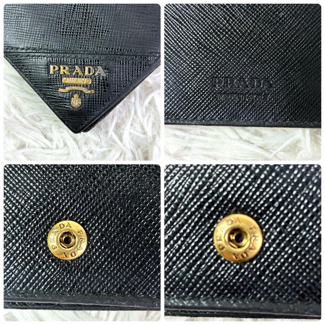 PRADA マネークリップ サフィアーノレザー 二つ折り カードケース RFID