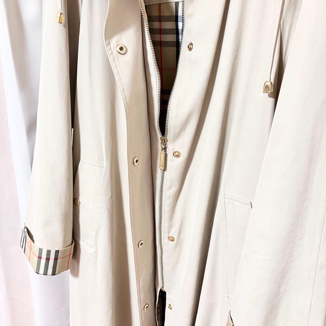 バーバリー 金ボタン ロングコート フード ノバチェック 金タグ ホースロゴ