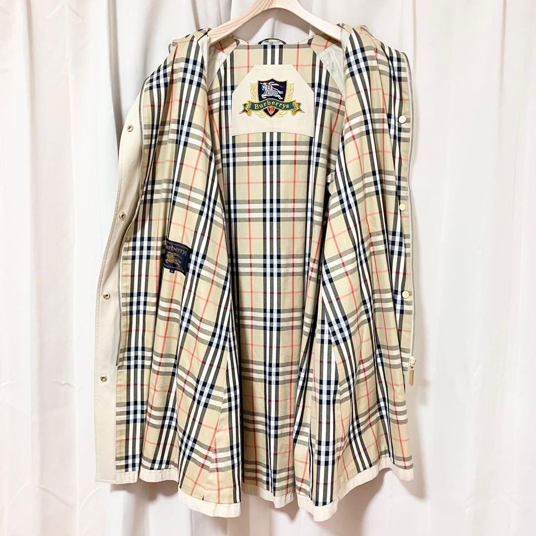 バーバリー 金ボタン ロングコート フード ノバチェック 金タグ ホースロゴ