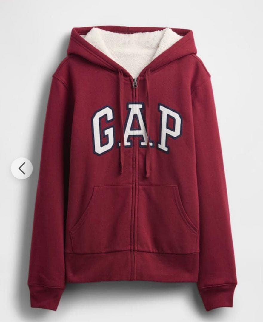 【希少レア】新品ꕥGAPリラックスフィットロゴ裏ボアジップアップパーカー