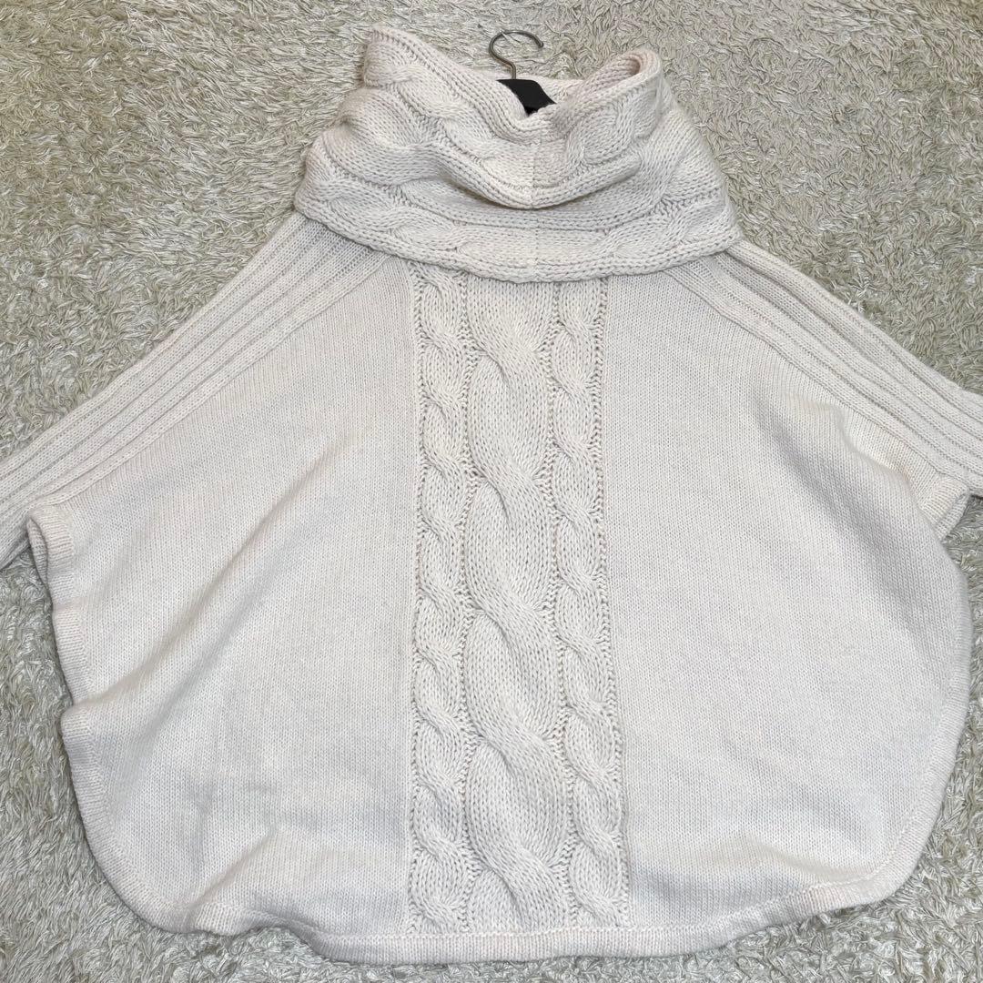 希少バーバリーブルーレーベル ケーブルニット ポンチョ ウール グレー Mサイズ