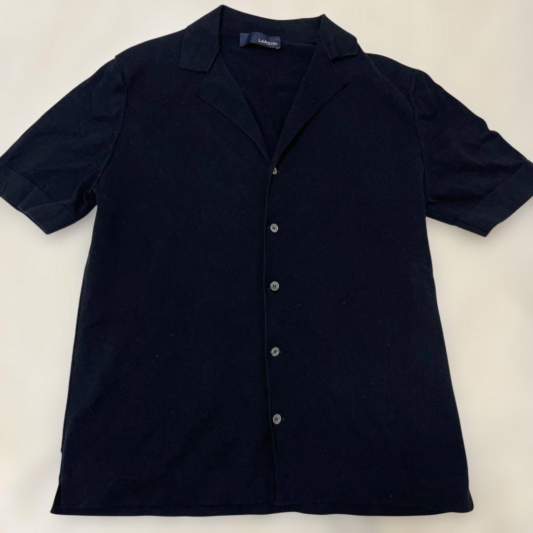 LARDINI ブラック コットン　ショートスリーブポロシャツ