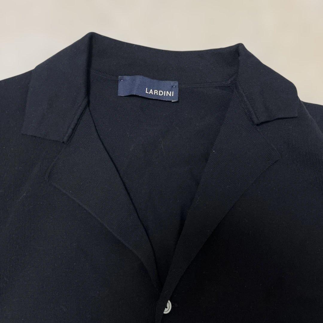 LARDINI ブラック コットン　ショートスリーブポロシャツ