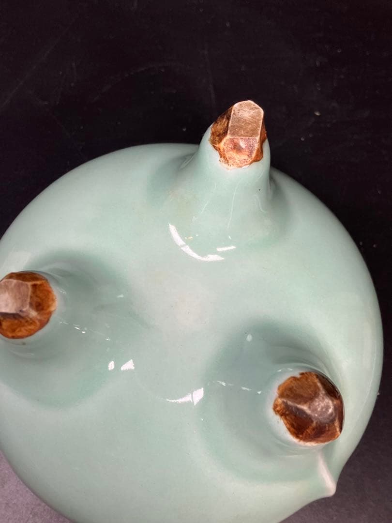 青磁三足純銀火屋香炉 仏具茶道具透かし彫り純銀刻印 銀細工 骨董品 火舎 工芸