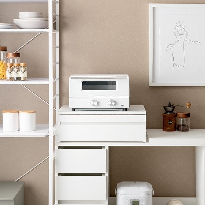 【幅80cm】レンジ下スライドテーブル スライド レンジ下収納 【ホワイト】