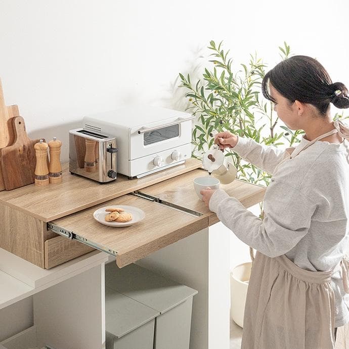 【幅80cm】レンジ下スライドテーブル スライド レンジ下収納 【ホワイト】