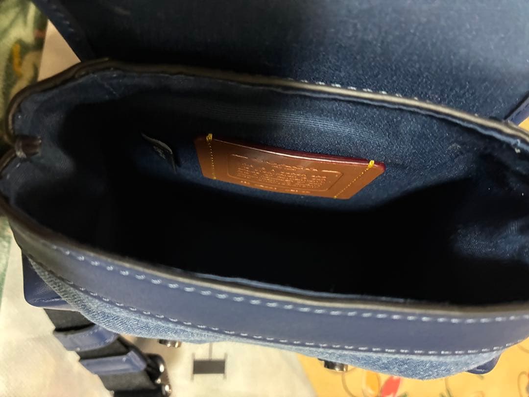 coachショルダーバックデニムスプリントスリングディートブルー