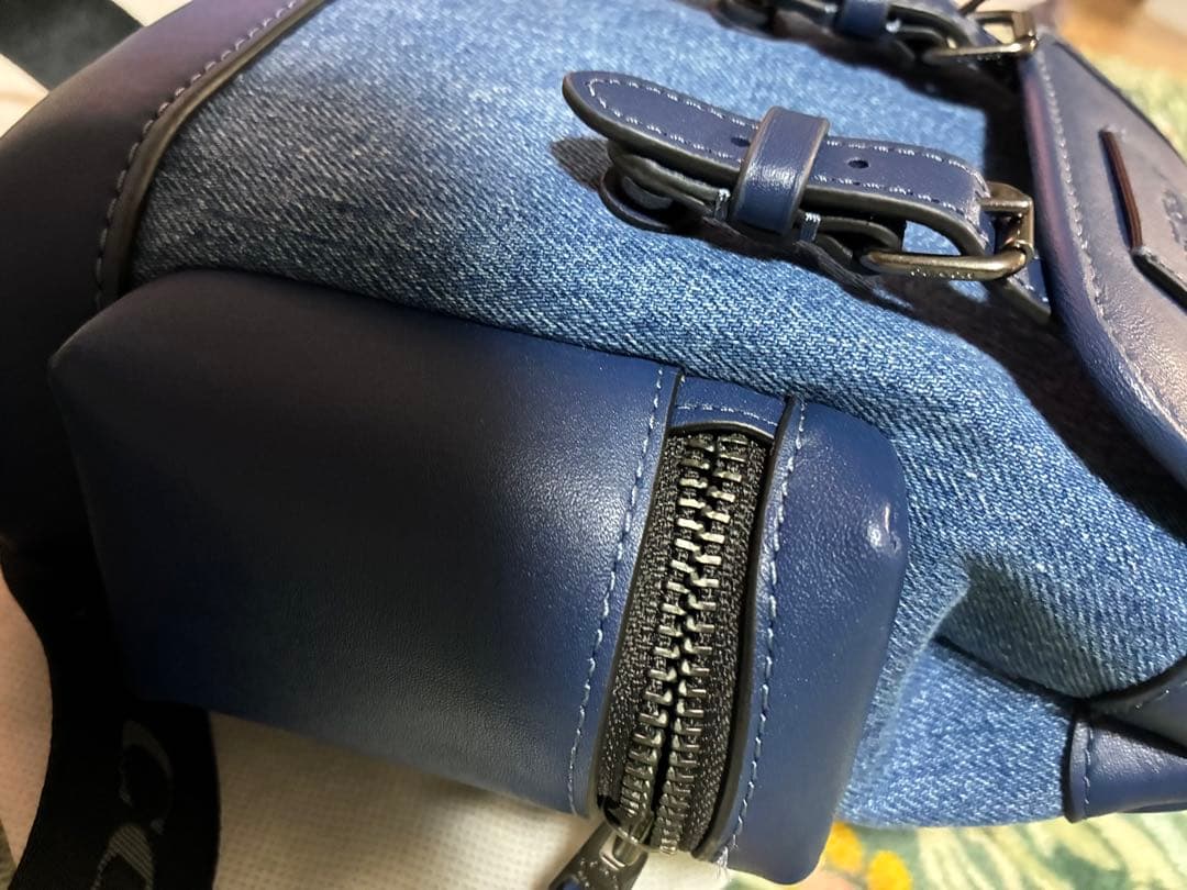 coachショルダーバックデニムスプリントスリングディートブルー