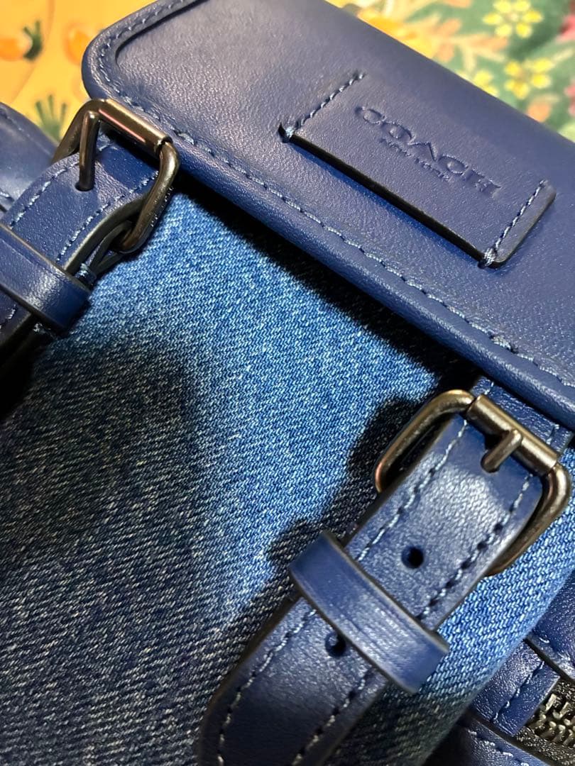 coachショルダーバックデニムスプリントスリングディートブルー