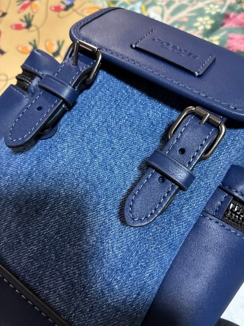 coachショルダーバックデニムスプリントスリングディートブルー