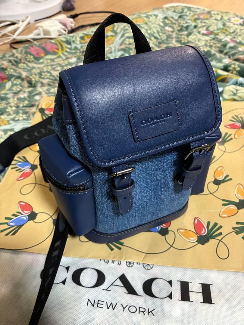 coachショルダーバックデニムスプリントスリングディートブルー