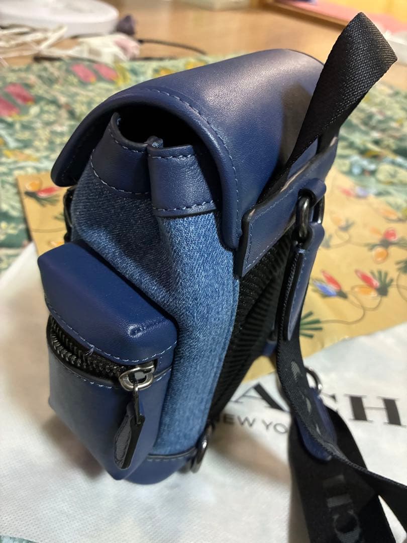coachショルダーバックデニムスプリントスリングディートブルー