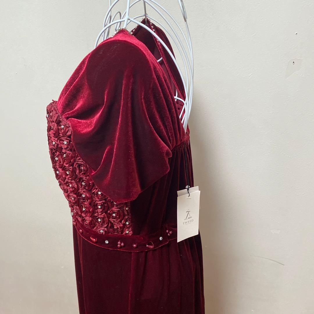 専用【新品未使用】Tweed ベロア生地 ビーズ装飾 カラードレス
