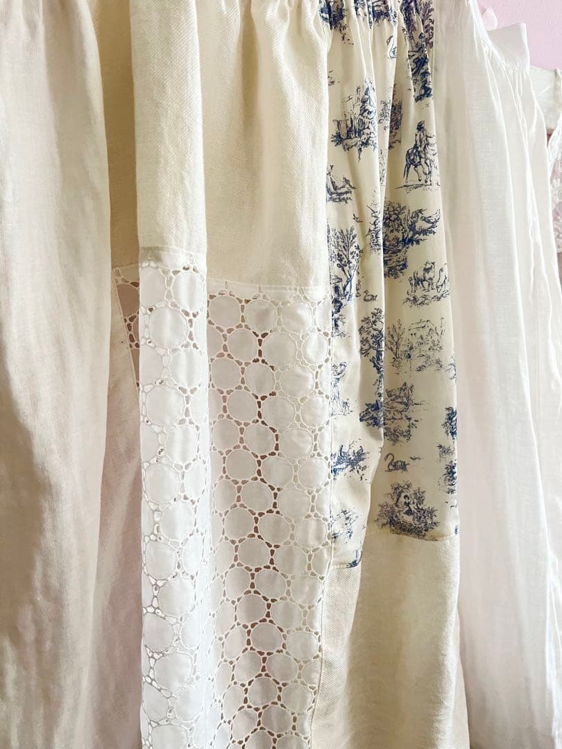 ジュイ柄&パッチワークバッククロスエプロンワンピース。.＊