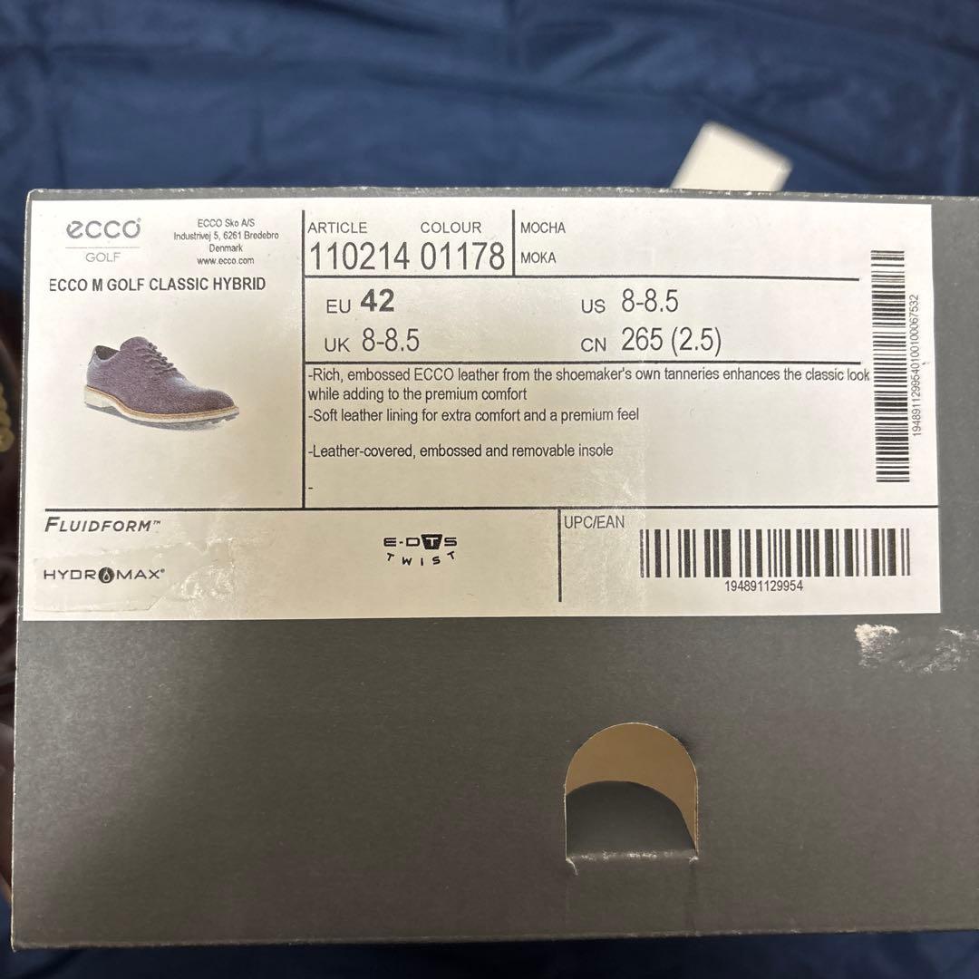 【新品】ecco スパイクレスゴルフシューズ クラシックハイブリッド EU42