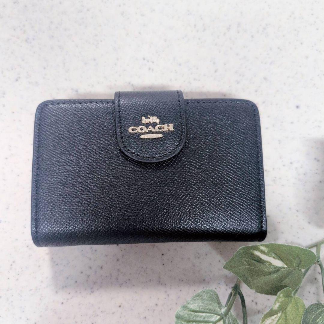 COACH コーチ ブラック 二つ折り財布 黒 レディース プレゼント 人気 箱