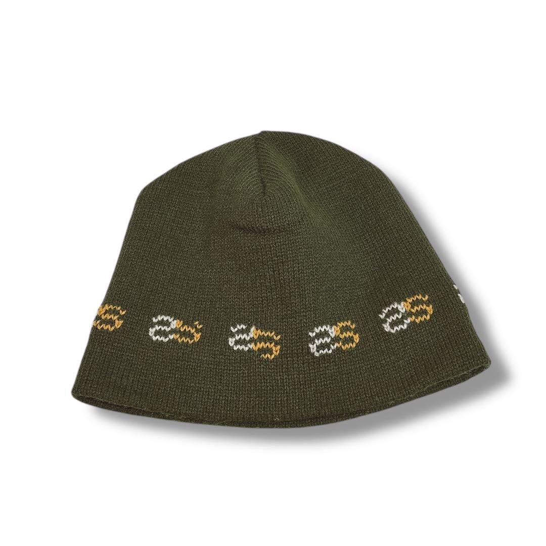 h*a様 希少✨90s OLD STUSSY S総柄 ニットキャップ オリーブ