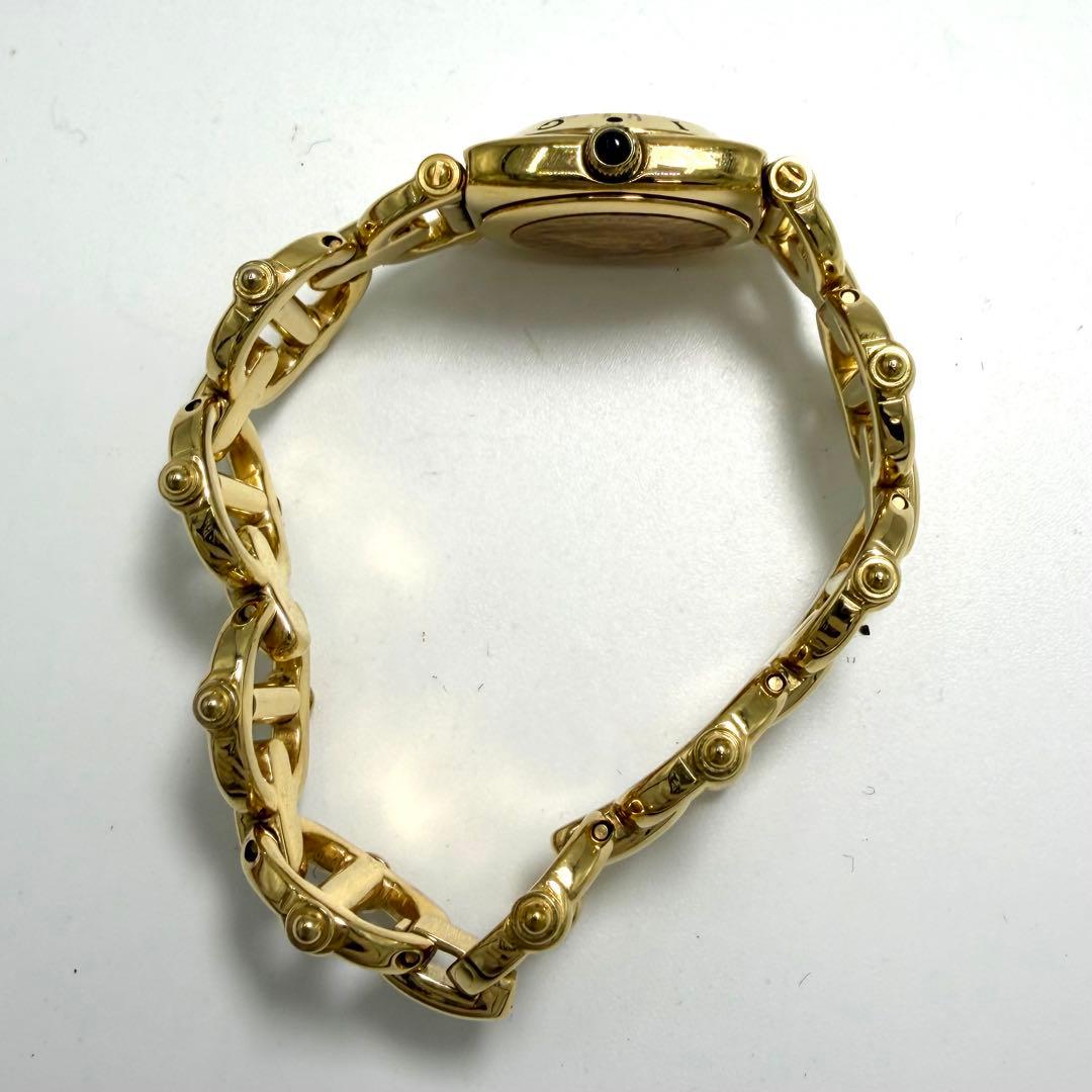 【美品】GUCCI 腕時計 シェル文字盤 6400L バングルウォッチ 金