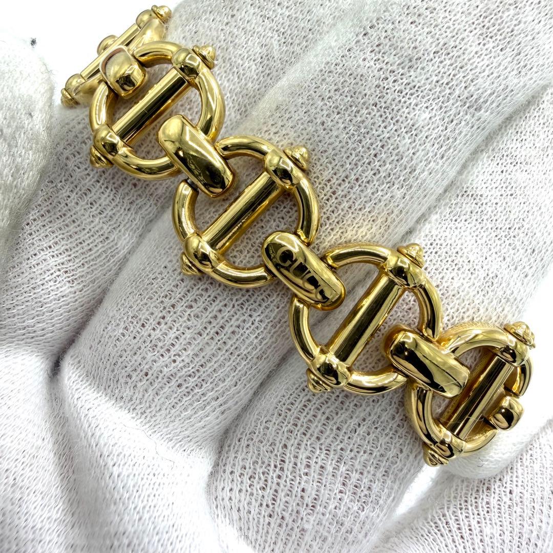 【美品】GUCCI 腕時計 シェル文字盤 6400L バングルウォッチ 金