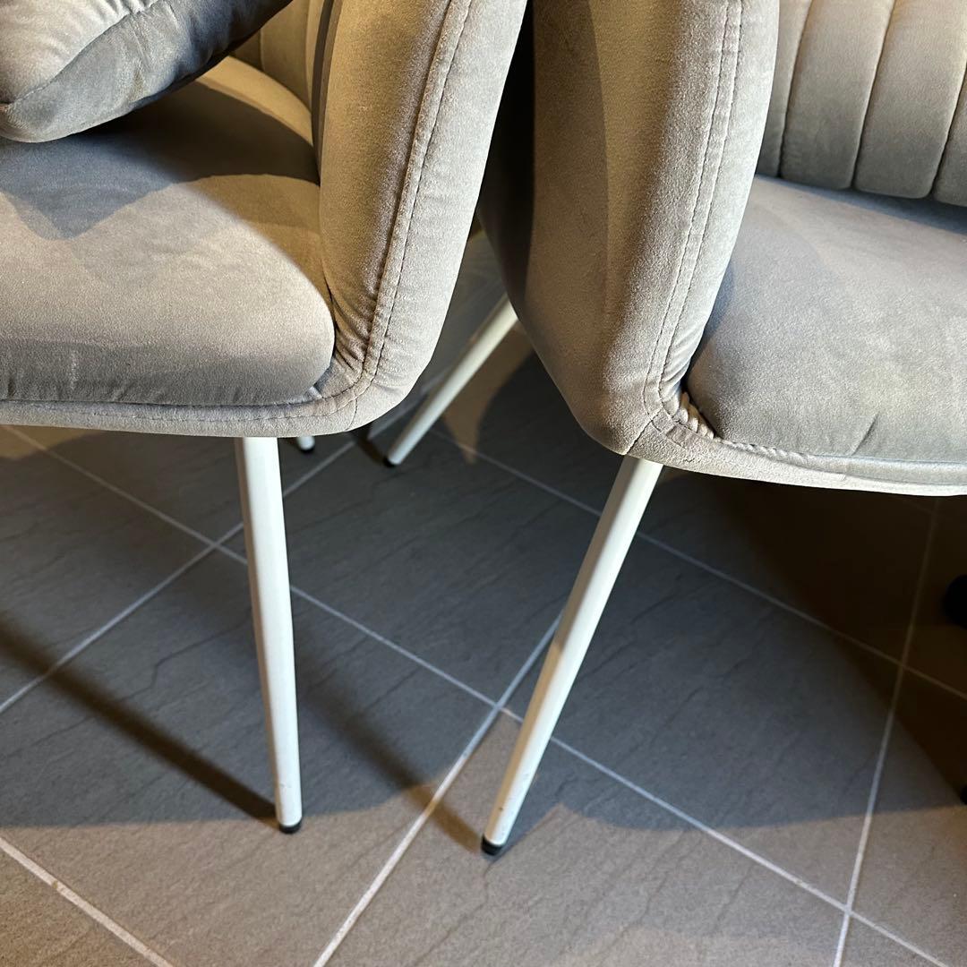 すしグレー ベルベット ダイニングチェア 2脚セット