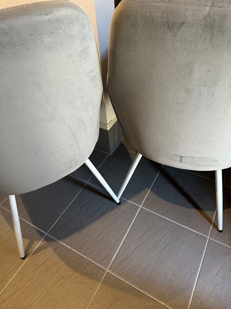 すしグレー ベルベット ダイニングチェア 2脚セット