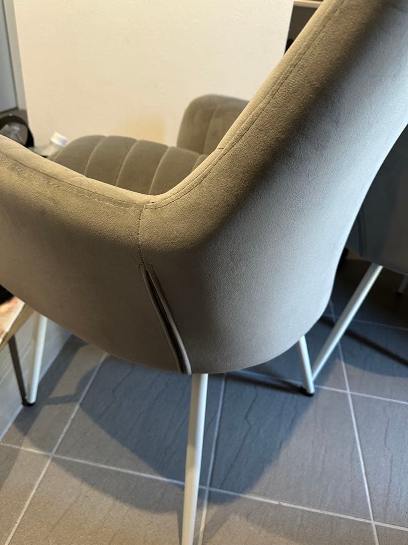 すしグレー ベルベット ダイニングチェア 2脚セット