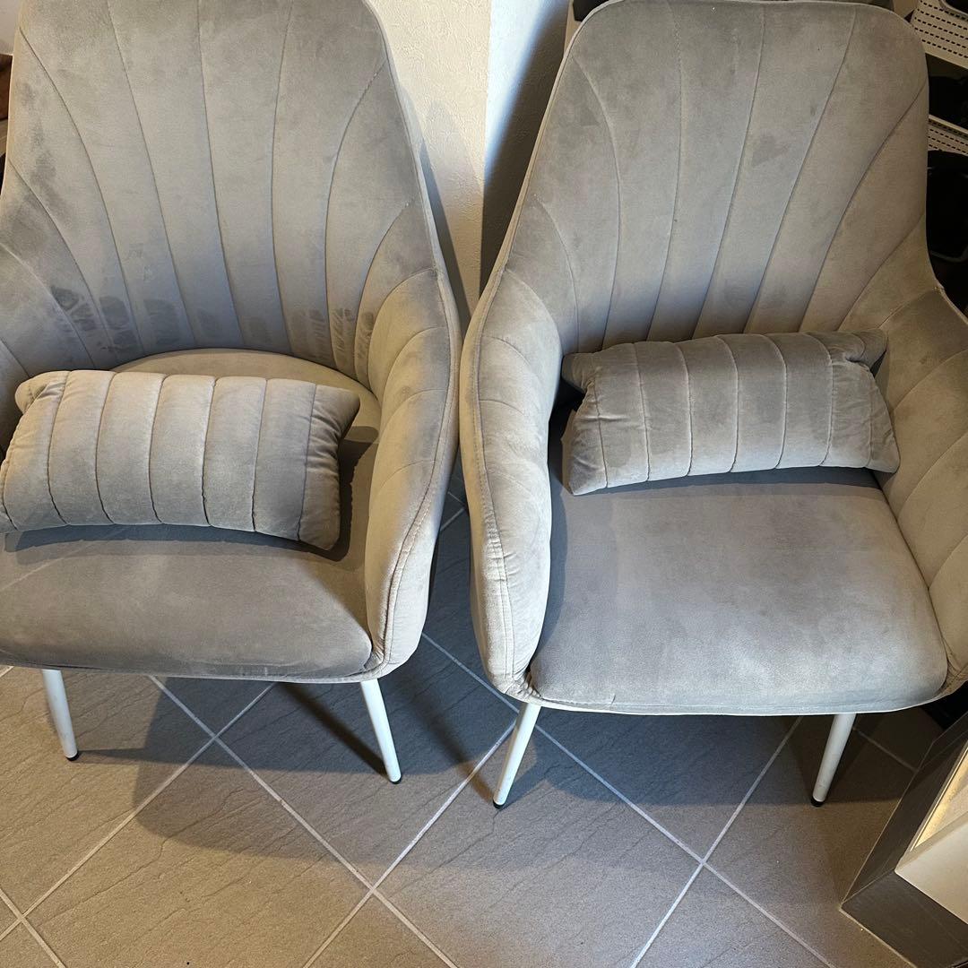 すしグレー ベルベット ダイニングチェア 2脚セット