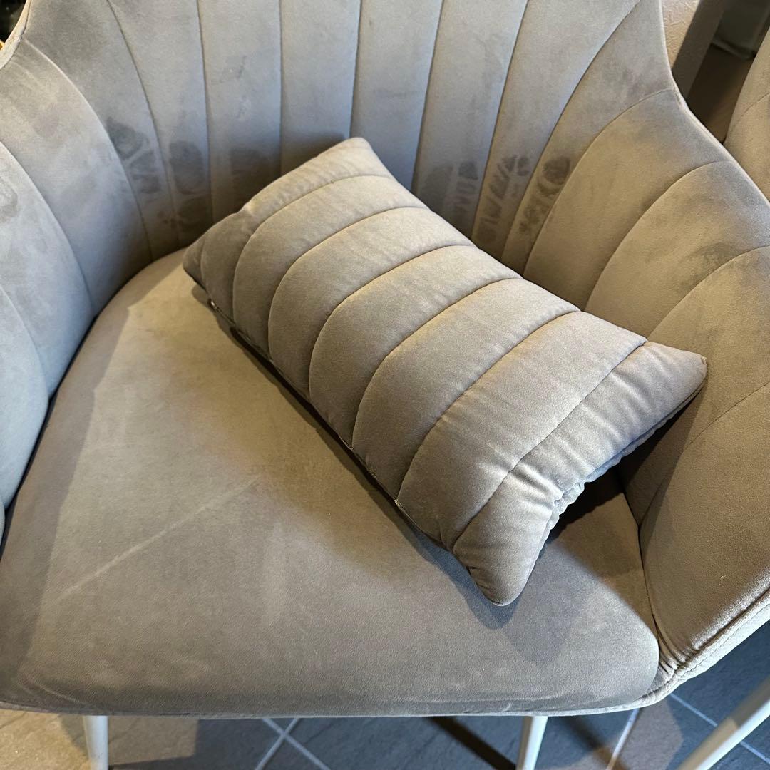 すしグレー ベルベット ダイニングチェア 2脚セット