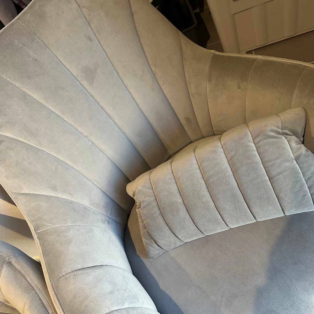 すしグレー ベルベット ダイニングチェア 2脚セット