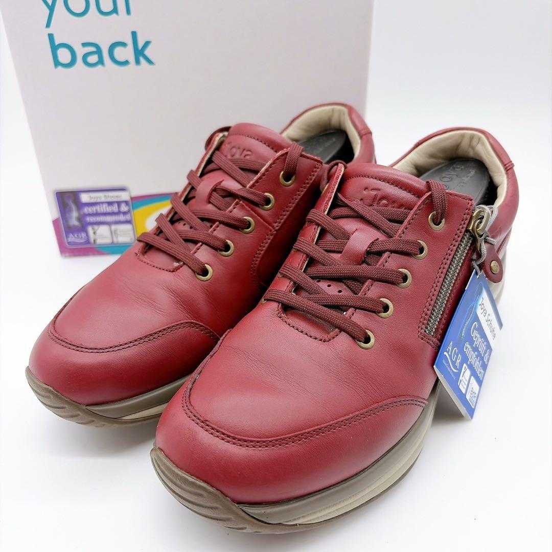 未使用級⭐️JOYA ジョヤ 23.5 スニーカー サイドジップ ワインレッド