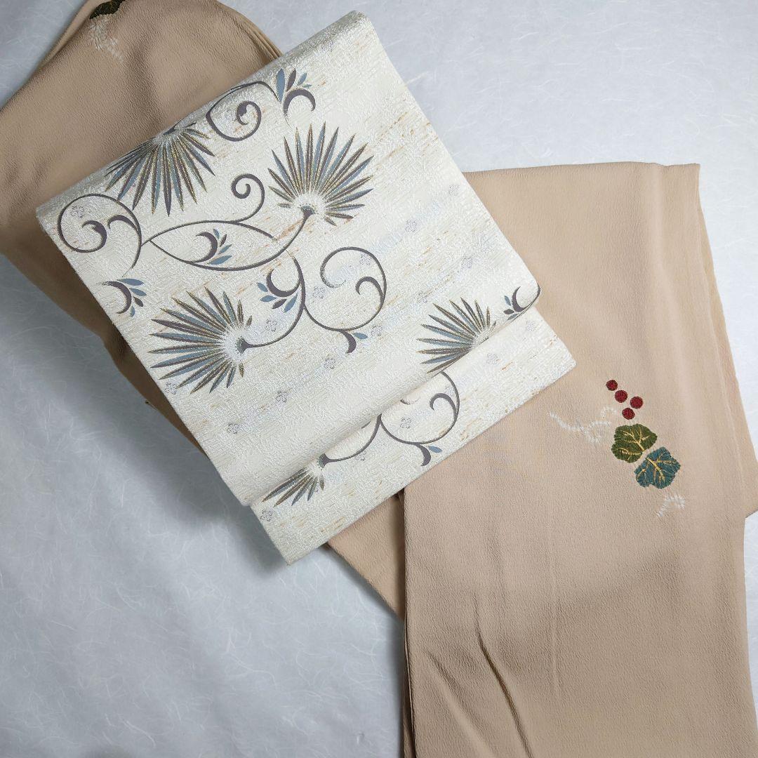 正絹 名古屋帯 開き仕立て ぜんまい 西洋唐草図案 極上 逸品 未使用品