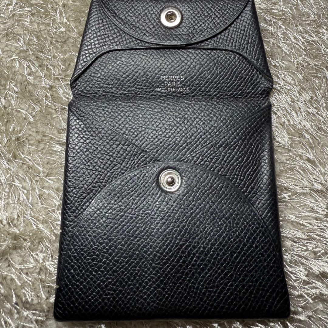 美品 エルメス バスティア ケース ブラック レザー D刻印 箱付き