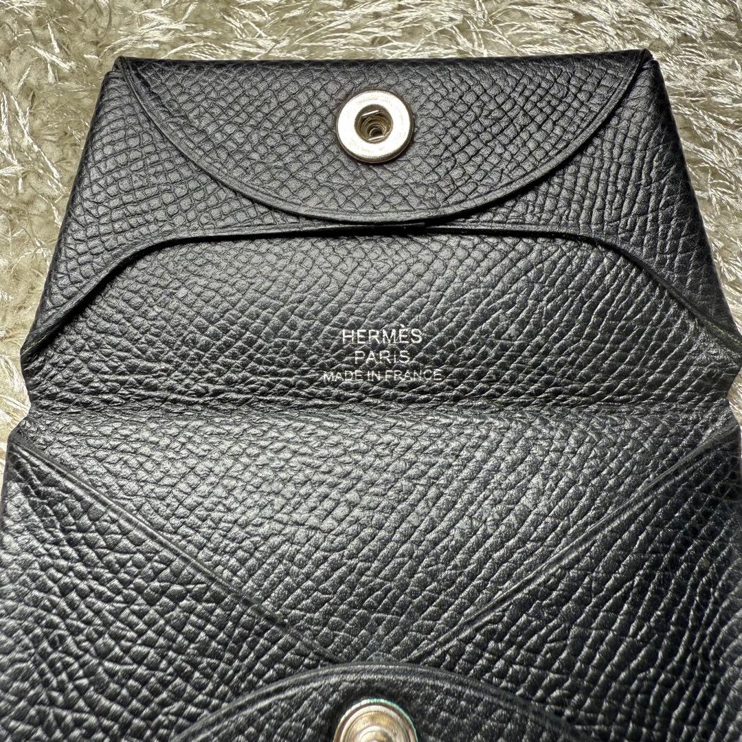 美品 エルメス バスティア ケース ブラック レザー D刻印 箱付き