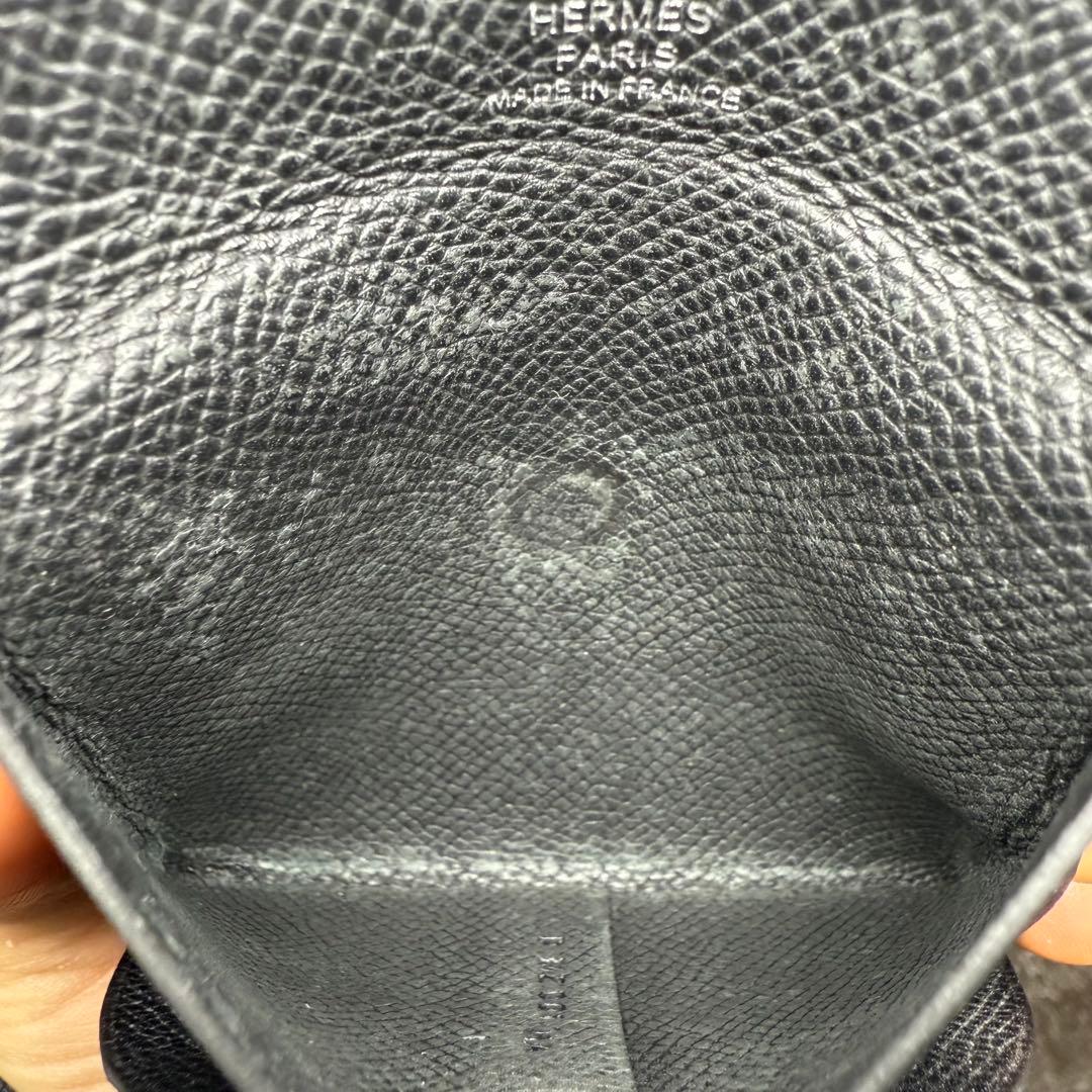 美品 エルメス バスティア ケース ブラック レザー D刻印 箱付き