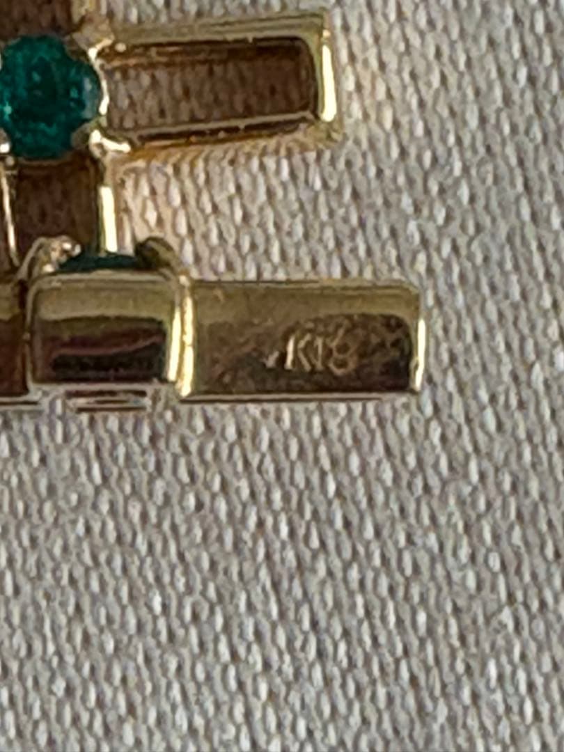 GSTV チャーム18K エメラルド ピアス ピアリング