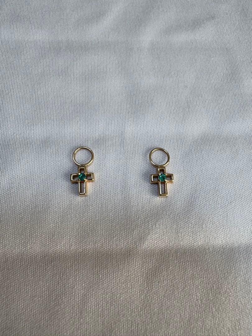 GSTV チャーム18K エメラルド ピアス ピアリング