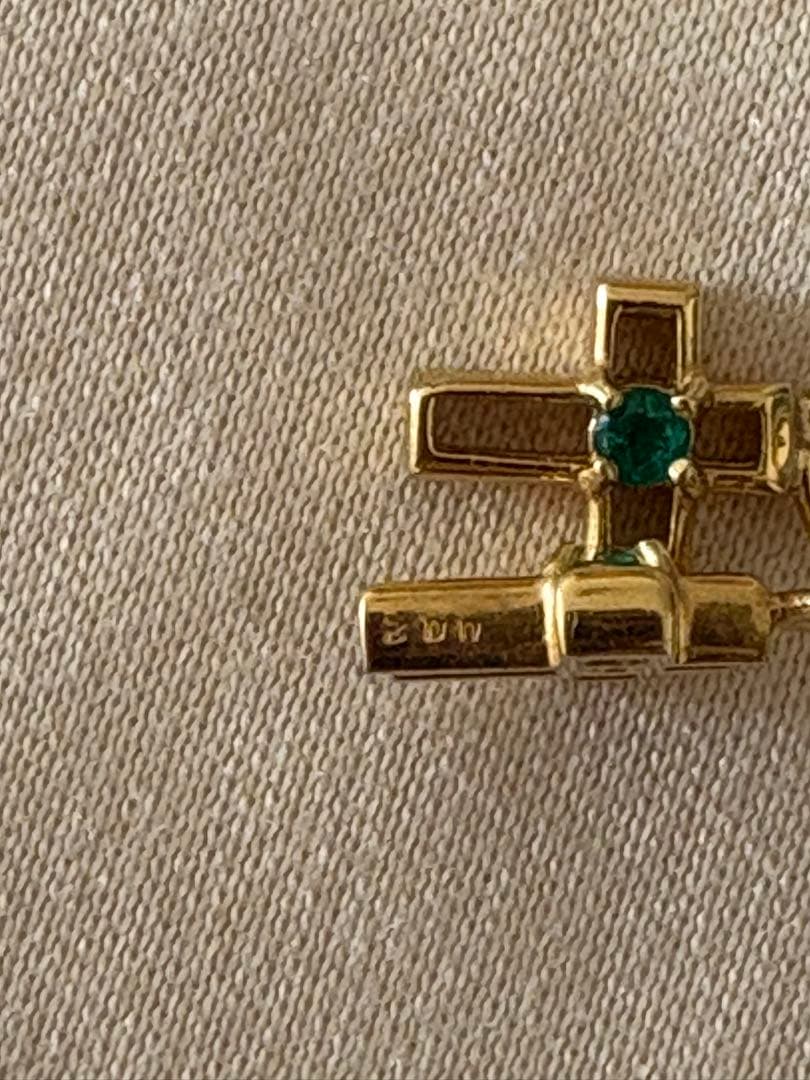 GSTV チャーム18K エメラルド ピアス ピアリング