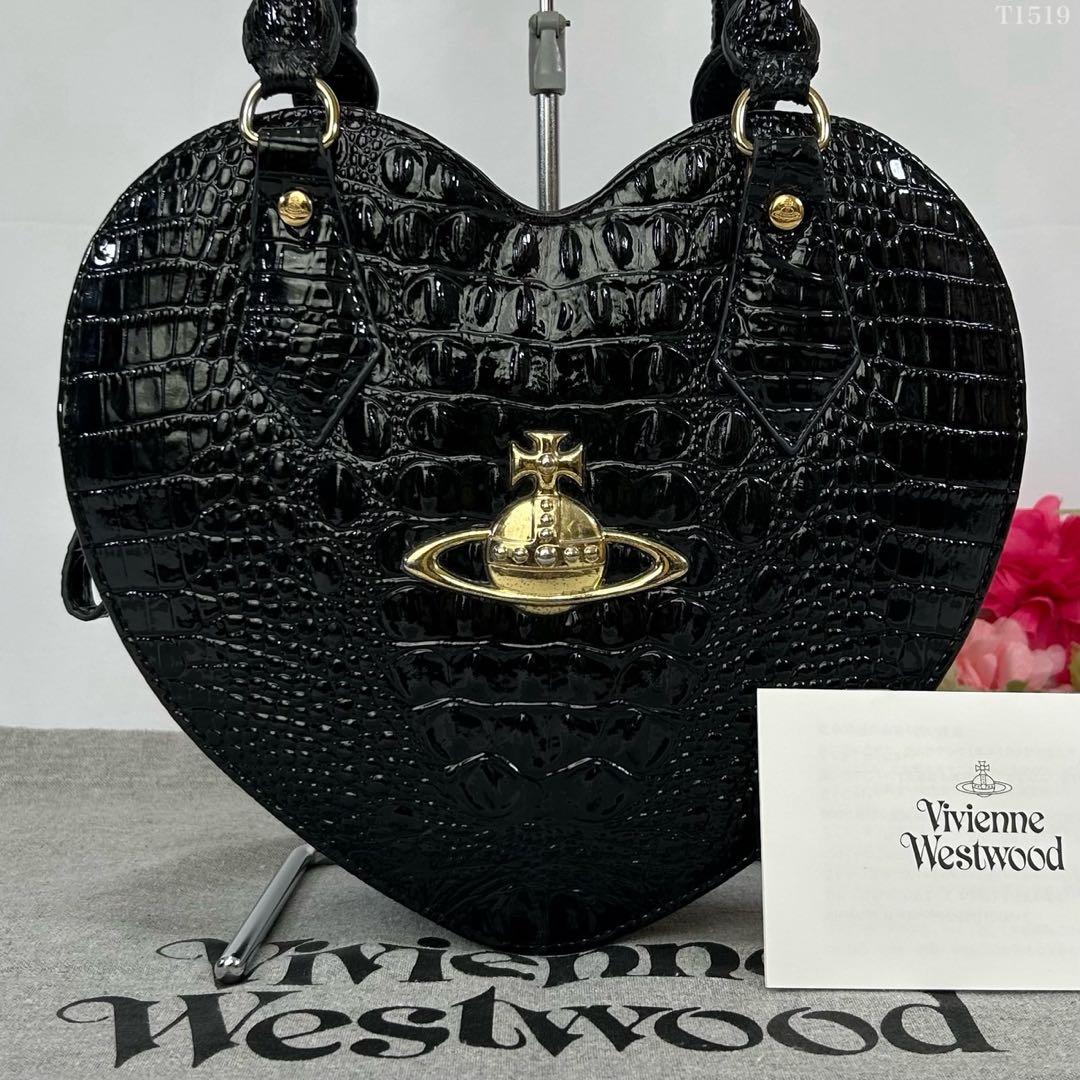 【美品】ヴィヴィアンウエストウッド ハンドバッグ レザー オーブ クロコ 型押し