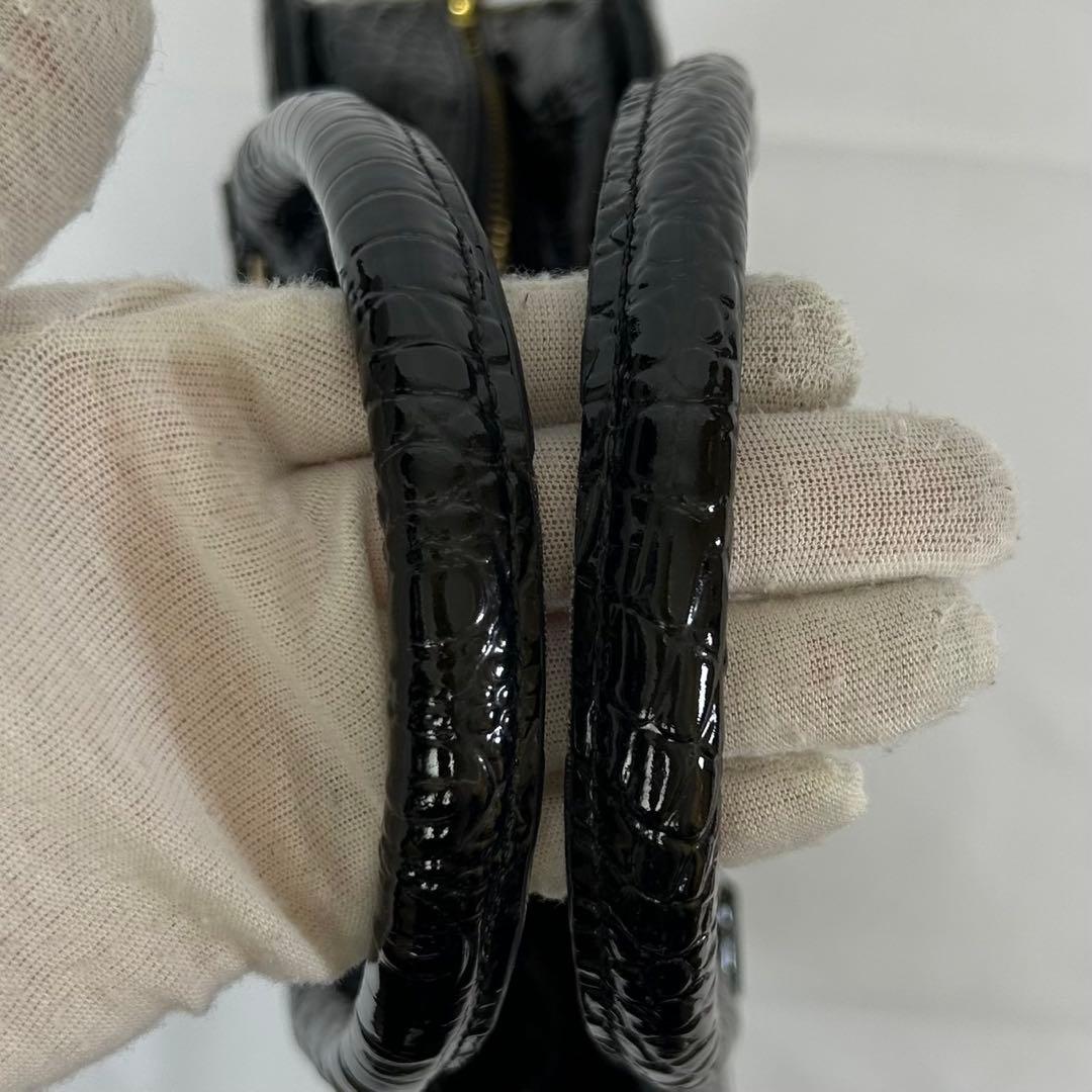 【美品】ヴィヴィアンウエストウッド ハンドバッグ レザー オーブ クロコ 型押し