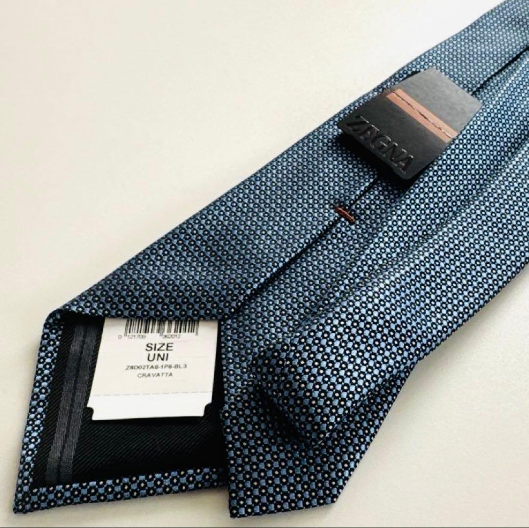 ZEGNA ゼニア ダークブルー ドットパターン ネクタイ